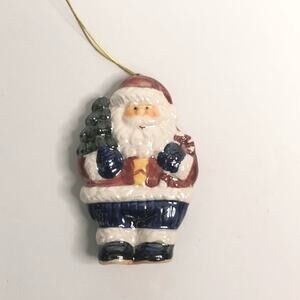 ceramic santa ornament iridescent. candy cane tree stars 4 inch christmas holida